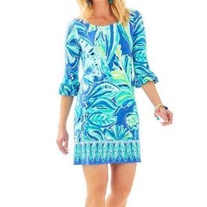 LILLY PULITZER UPF 50+ SOPHIE RUFFLE DRESS Size Small Career Vacation Preppy
